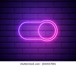 Ein- und Aus-Lampe Neon Light Toggle-Schalter. Vektorgrafik. Leuchtstofflampe, Vektorgrafik einzeln auf Ziegelwand