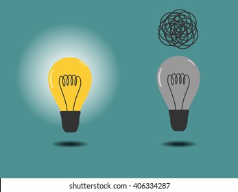 On And Off Light Bulb Concept Get An Idea 