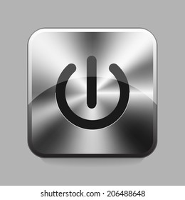 On or off navigation symbol on metallic or chrome button illustration