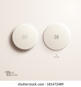 On / off plastic buttons. User Interface. Vector Illustration EPS10.