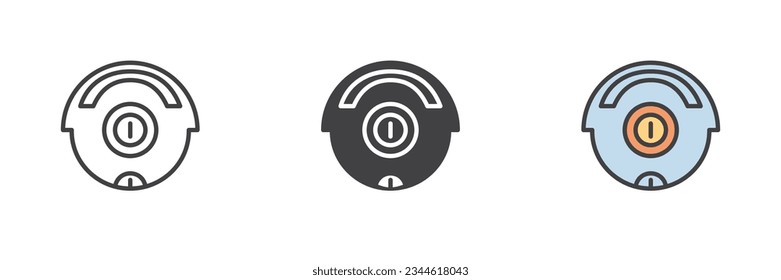 On off power button different style icon set. Line, glyph and filled outline colorful version, outline and filled vector sign. Symbol, logo illustration. Vector graphics