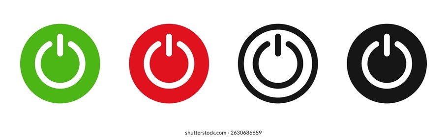 Conjunto de iconos de Botón de encendido y apagado. Conmutar el símbolo de encendido/apagado. Ilustración vectorial