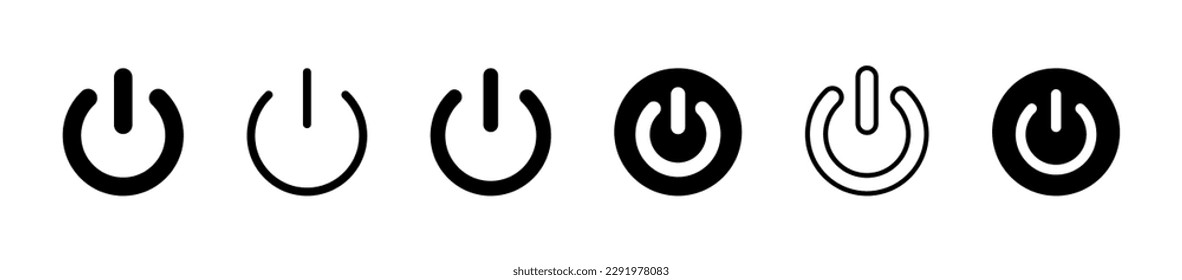 On off power button. Switch on switch off icon. Press start button sign isolated on white background. On off vector circle symbol. Vector 10 eps.