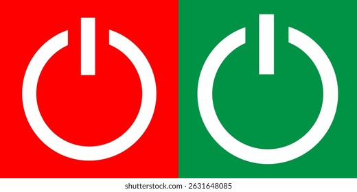 On off power button. Switch on switch off icon. Press start button sign , Power on off button with sign red green color, logo concept of power button sign on white background. eps10. 11:11