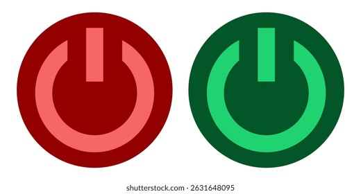 On off power button. Switch on switch off icon. Press start button sign , Power on off button with sign red green color, logo concept of power button sign on white background. eps10. 11:11