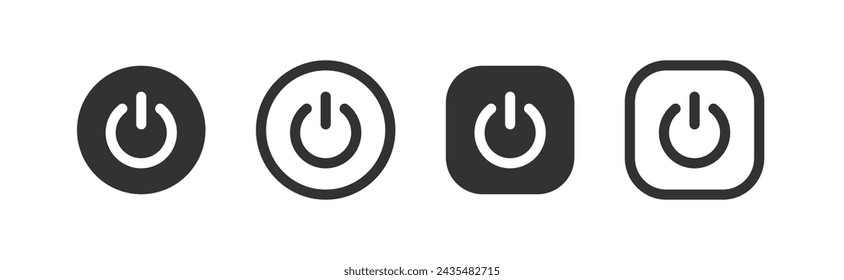 On and off power buttons icon. Switch start, stop energy sign. Computer shutdown. Startup type. Press button.