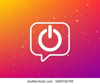 On, off power icon. Energy switch symbol. Soft color gradient background. Speech bubble with flat icon. Vector