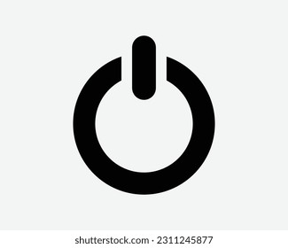 On Off Power Icon. Start Stop Button Switch Computer Shutdown Round Shape Outline Sign Symbol Black Artwork Graphic Illustration Clipart EPS Vector