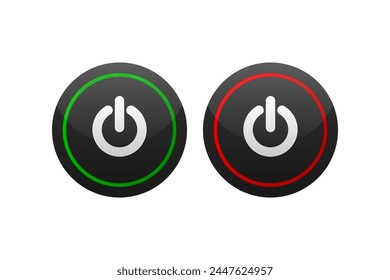 On and Off Push Button. Power switch button with turn on off. Vector illustration.