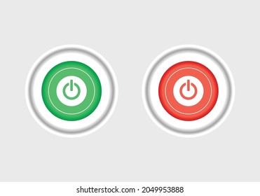 On and off push buttons icon red and green. On-Off switch. power web icon. web icon push-button power.