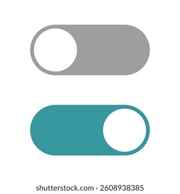 On and off push slider switches for User Interface isolated illustrations. Vector icons in flat style