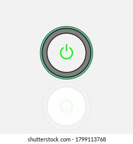 On Off Push style power buttons with a black background. The Off buttons are enclosed in a green circle and green neon round