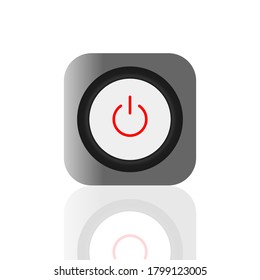 On Off push style power buttons with grey and black background, The Off buttons are enclosed in Red icon