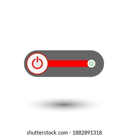 On Off Push style power buttons, The Off buttons are enclosed in red, The On buttons are enclosed in green with white background.