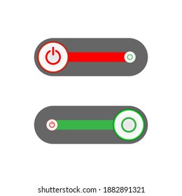 On Off Push style power buttons, The Off buttons are enclosed in red, The On buttons are enclosed in green with white background.
