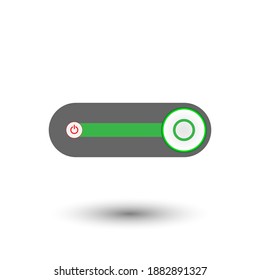 On Off Push style power buttons, The Off buttons are enclosed in red, The On buttons are enclosed in green with white background.