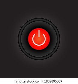 On Off Push style power button, The On Off buttons are enclosed in red icon in black background,