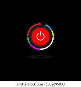 En los botones de neón con estilo Off Push, los botones On Off se encierran con un icono rojo en fondo negro,