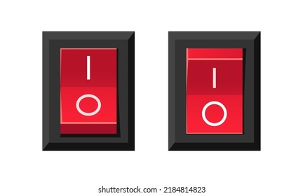 On and off red toggle switch button 3d retro style icon vector illustration