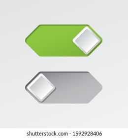 On and Off Rhombus Blank Toggle Switch Buttons Modern Devices User Interface Mockup or Template - Green and Grey on White Background - Vector Gradient Graphic  Design