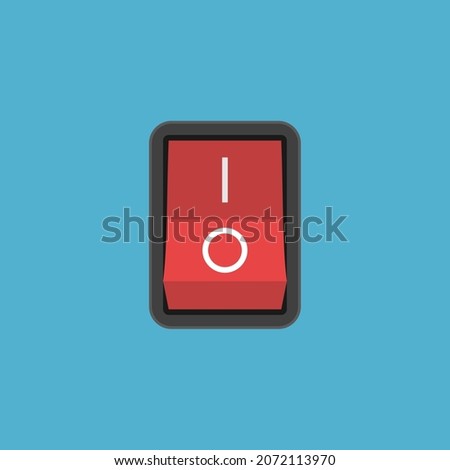 On off rocker switch. Power supply, electric energy, start, electricity, vigor and inspiration concept. Flat design. Vector illustration. EPS 8, no gradients, no transparency