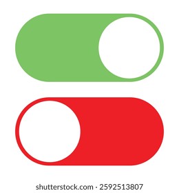 On and Off slider button. toggle on off web interface button vector on white background
