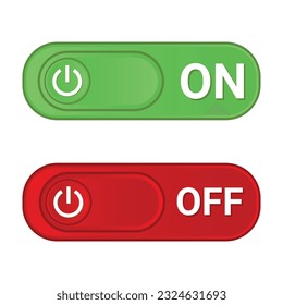 On Off Slider, Set Power On Off Switch Button, On and Off Slider, Shutdown Symbol, Slider On Off Push Button, 3D Realistic Glossy And Shiny Glowing Energy Icons Vector Illustration