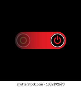 On Off slider style power buttons with red background, The Off buttons are enclosed in red circle with black circle push button and the on buttons in green circle
