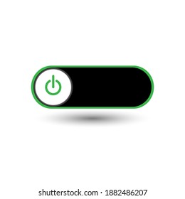Auf einem abschießenden Power-Buttons mit schwarzem Hintergrund Der On-Button ist in einem grünen Kreis auf weißem Hintergrund
