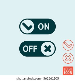 On - Off sliders or switch buttons. Vector illustration.