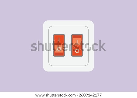 On and off sockets on the wall. Electric socket Concept. Colored flat vector illustration isolated