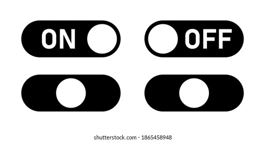 On Off Switch Button Icon Set. Vector Image.