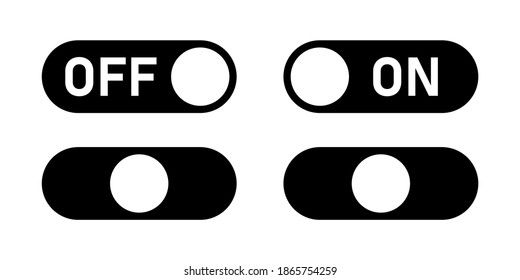On Off Switch Button Icon Set. Vector Image.