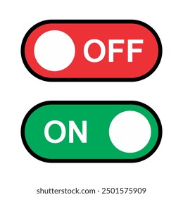 On and Off Switch Button icon vector - Green and red. isolated white background