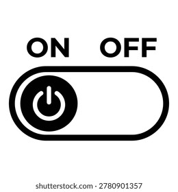 On off switch button with power symbol and text icon