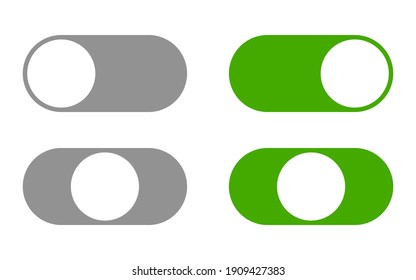 On Off Switch Button Slider Icon Set. Vector Image.