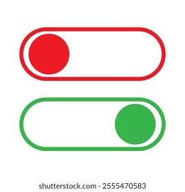 On Off Switch Button Slider Toggle Icon Set. Vector Image.