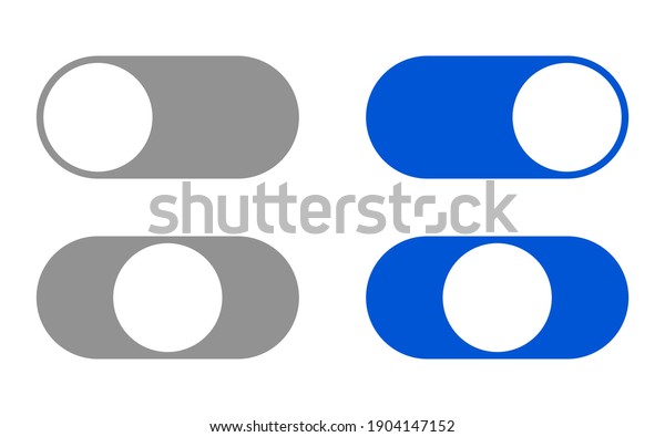 On Off Switch Button Slider Toggle Icon Set.\
Vector Image.