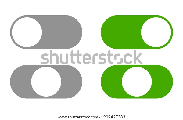 On Off\
Switch Button Slider Icon Set. Vector\
Image.