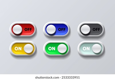 On off switch button ui isolated white background. Vector illustration