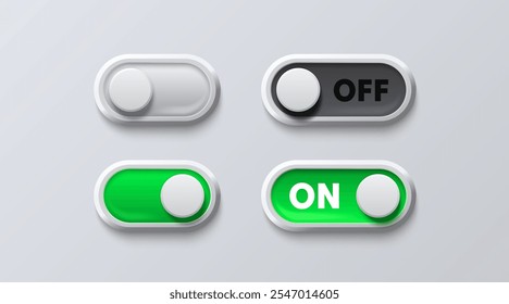 On off switch button ui isolated white background. Vector illustration