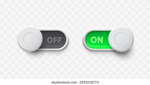 On off switch button ui isolated transparent background. Vector illustration