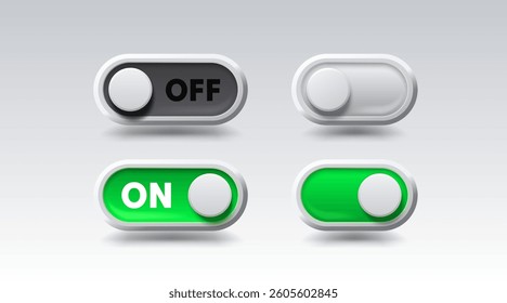 On off switch button ui isolated white background. Vector illustration