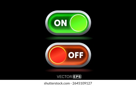 On off switch button ui isolated black background. Vector illustration