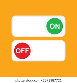On and Off switch buttons. red and green design switch buttons set. Vector illustration