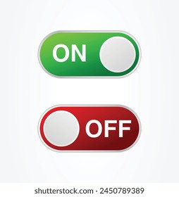 ON and OFF Switch Buttons Simulation Interface, Green and Reed of ON and OFF Switch Buttons Design