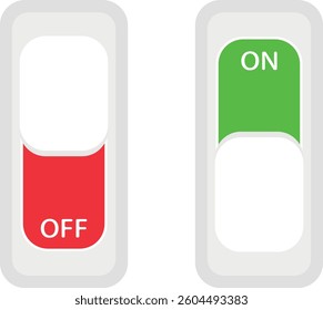 On and Off switch buttons. Vector illustration isolated on a white background.