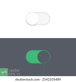 On and off switch flat style. Dark and light mode switcher for phone screens, tablets and computer. Toggle element for mobile app, web design, animation. Light and dark buttons. Vector EPS 10.