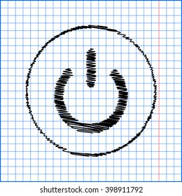 On Off switch icon with pen effect on paper