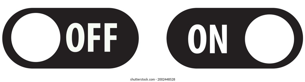 On and Off switch icon set. Toggle switch icon. On and Off toggle switch buttons